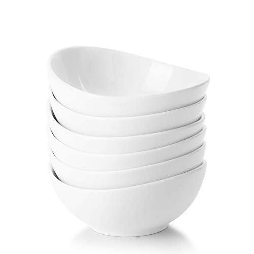 Sweese 123.001 Porcelain Mini Bowls - 4 Ounce for Dipping Sauces, Small Side Dishes - Set of 6, White