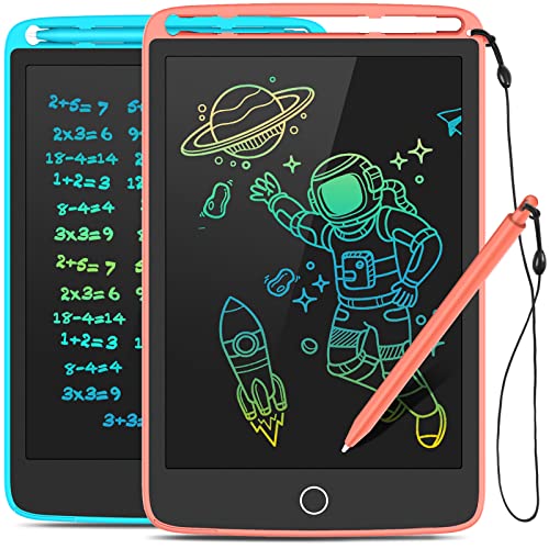 TECJOE 2 Pack LCD Writing Tablet with Fridge Magnets, Writing Board Doodle Board for Kids Drawing/Travel/Kitchen Memo, Christmas/Back to School/Birthday Gift Toys for Boys Girls, 8.5Inch (Blue+Pink)