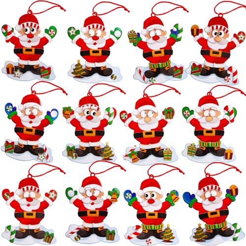 12PCS Santa Claus Craft Kits for Kids Christmas Crafts DIY Create Your Own Foam Santa Claus Ornament Self-Adhesive Sticker Sheets Fun Holiday Gifts
