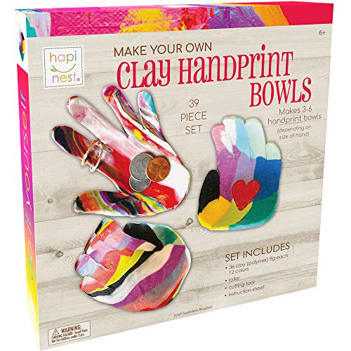 Hapinest Make Your Own Clay Handprint Bowls Craft Kit for Kids Boys and Girls Ages 6 Years and Up
