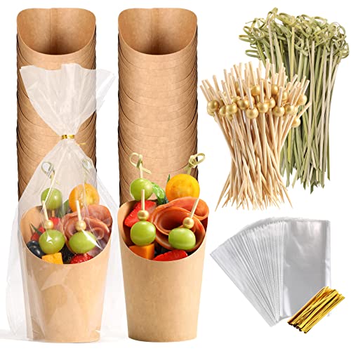 60 Sets Disposable Charcuterie Cups with Sticks
