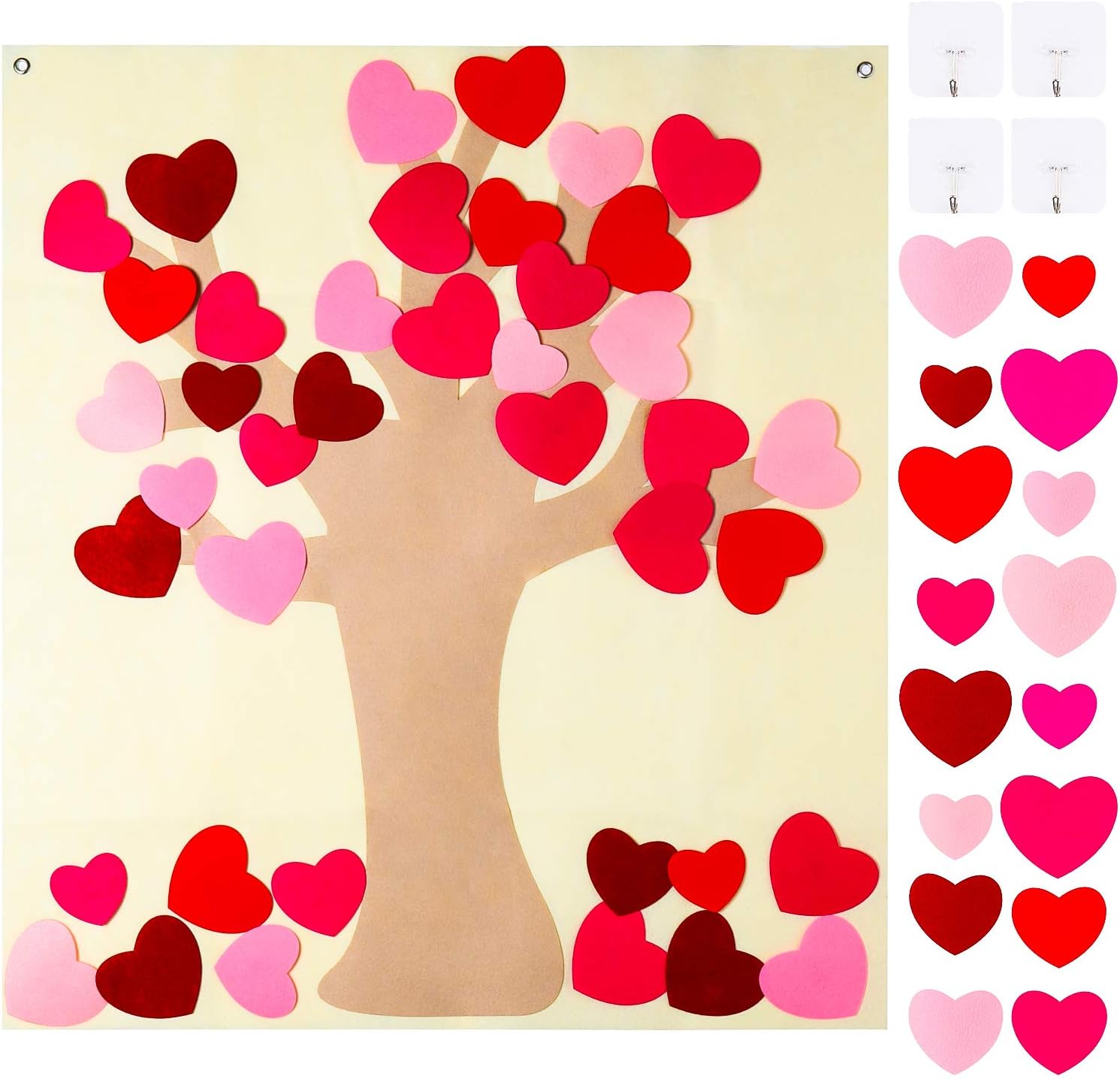 DIY Felt Valentine Tree Set with 42Pcs