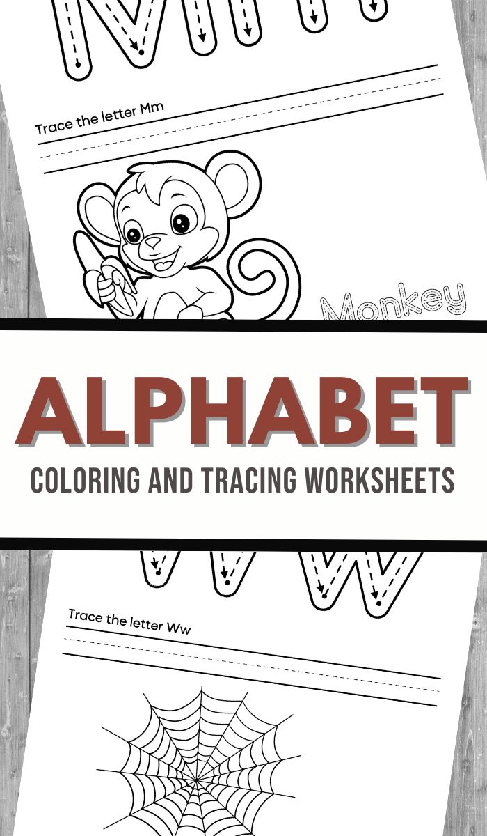Discover our engaging alphabet tracing and coloring worksheet pages for letters Mm and Ww. Featuring a playful monkey for M and a whimsical web for W, these alphabet tracing sheets make learning fun!