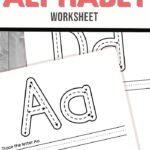 Alphabet tracing and coloring worksheet featuring large outlined letters Aa for tracing, alongside a picture of an apple. Title reads Coloring and Tracing Alphabet Worksheet, offering engaging alphabet coloring activities ideal for developing early writing skills with these tracing sheets.