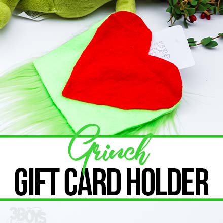 easy diy gift card holder with text which reads grinch gift card holder
