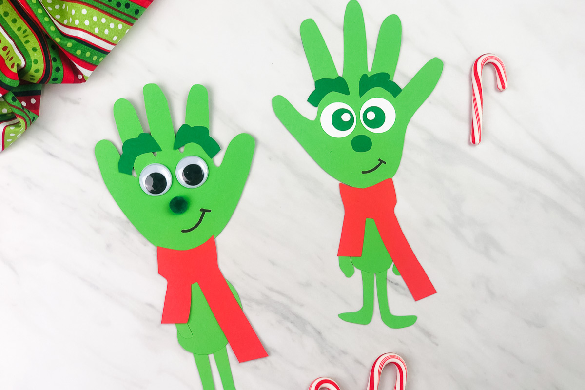 Cute Grinch Handprint Craft For Christmas [Freebie]