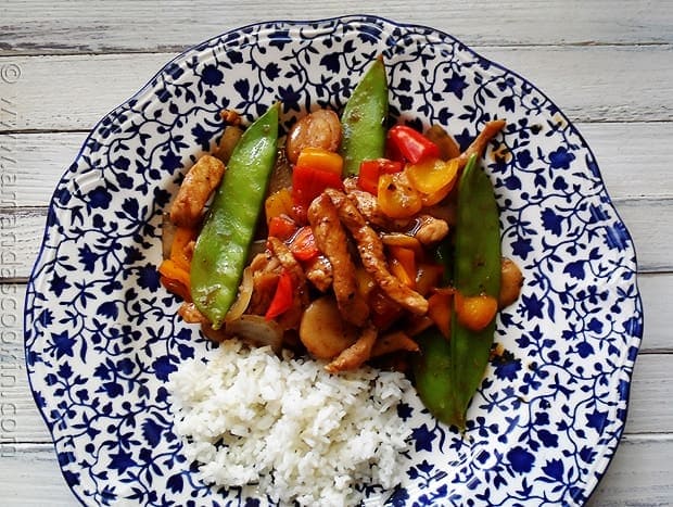 Peppered Pork Stir Fry with Sweet Peppers
