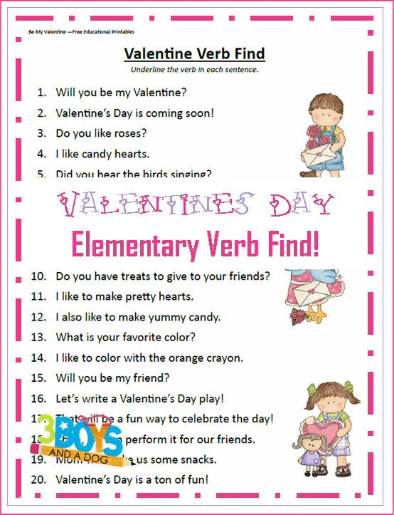 Valentines Day Verb Find